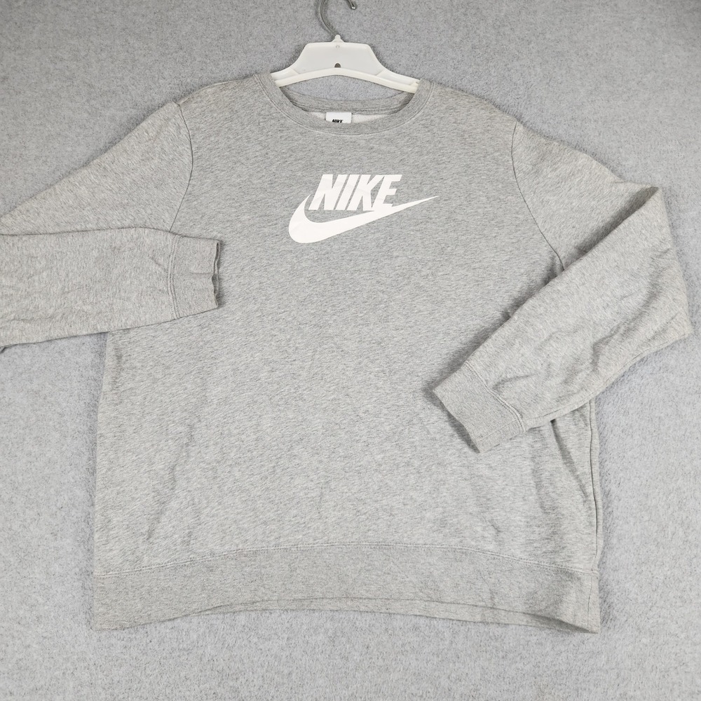 Nike Sportswear Club Fleece Sweatshirt Mens Large Gray Swoosh Logo Crewneck